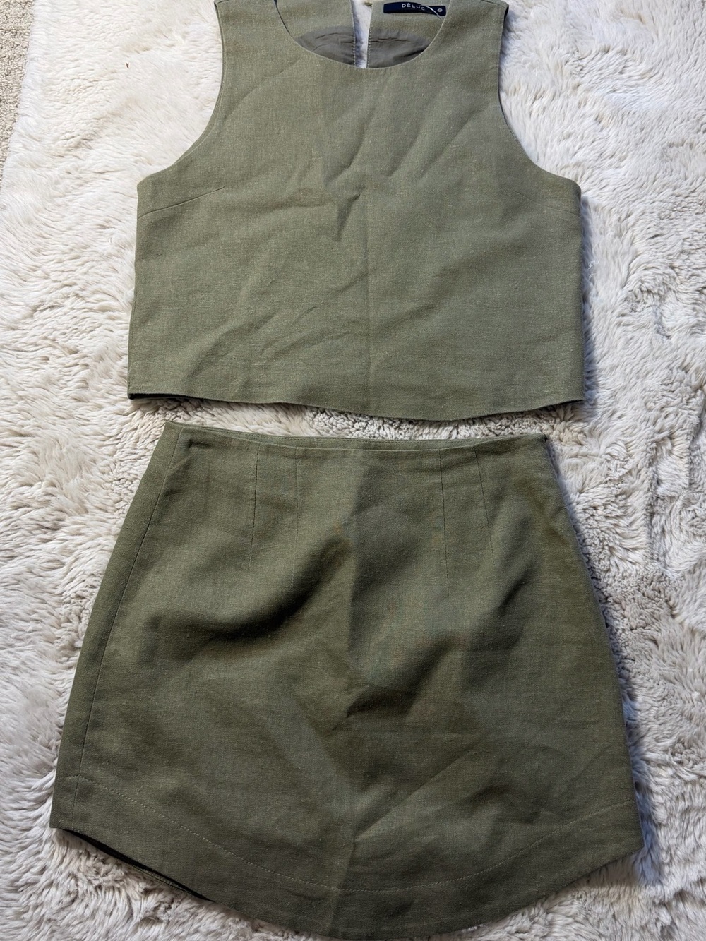 Deluc Olive Green Two-Piece Skirt Set